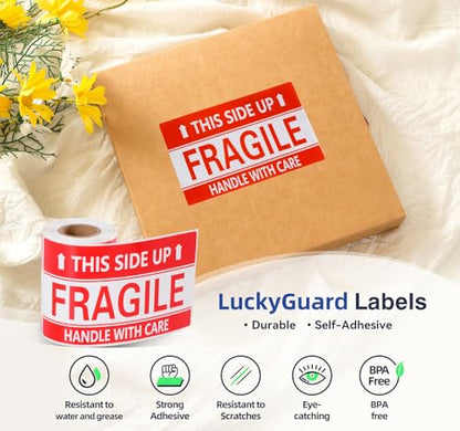 3x5 Inch Handle with Care This Side Up 100 Permanent Adhesive Fragile Stickers for Shipping Moving Glass Labels (1 Roll, 100 Labels) - size: 3" x 5", style: 1 Roll - 100 PCS - This Side Up