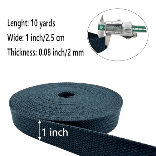 1 Inch Heavy Cotton Webbing 10 Yard Webbing Straps for Bags Handles,Tote Bag Webbing，Cloth Belt,Making Outdoor Supplies - color: Blackish Green