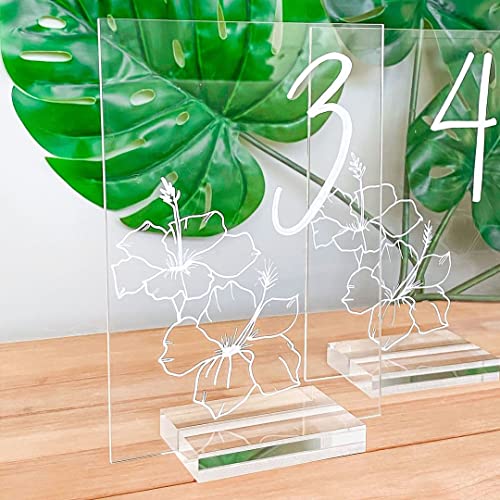 3" Clear Acrylic Sign Holder Stand - 10 Pack for Wedding Table Number Signs, Card Holder, Clear Base for 5x7 Inch Sheet Table Signs