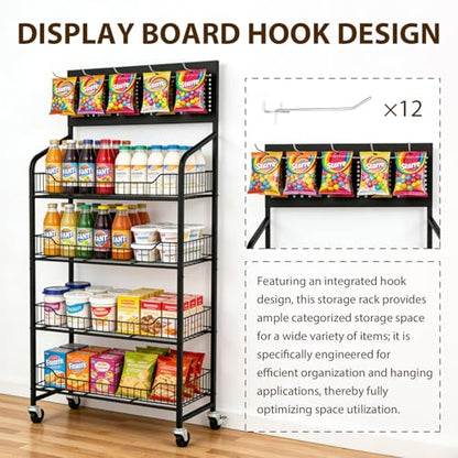 4 Tier Retail Display Rack, Snack Candy Display Shelves 55*23.8*10.5