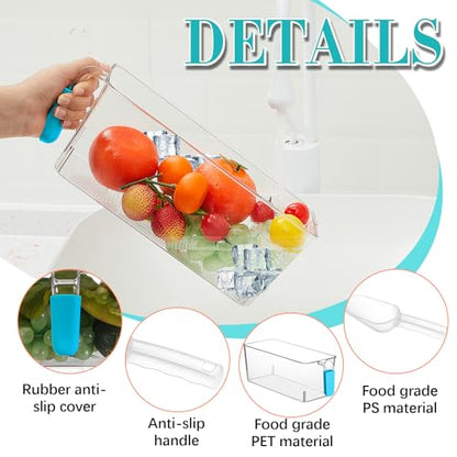 Havawish Ice Storage Bin and Flexible Scoop Set Plastic Freezer Bin - color: Light Blue, size: 10.83 x 4.92 x 4.33 in, style: Classic