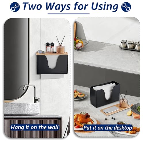 Pollock Paper Towel Dispenser with Lid,Wall Mount or Countertop,Black - color: Blk-5857u-black