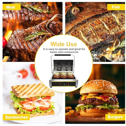 Commercial Panini Press Grill, 1800W Electric Sandwich Panini Maker - size: 13.4"×9"