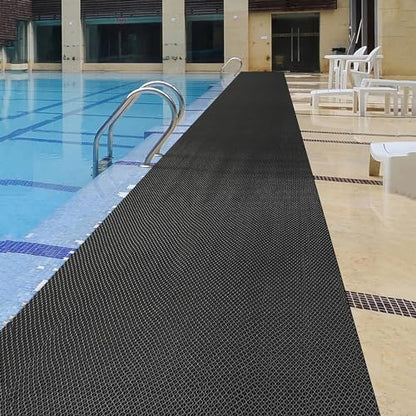PVC Drainage Floor Mat Non-Slip Commercial Wet Area Mat for Outdoor and Indoor Restaurant Kitchen Bar Swimming Pool Splash Matting Water Drain Flooring Mat (Black, 3FTX10FT) - size: 3FTX10FT
