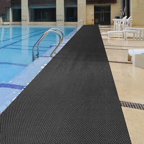 PVC Drainage Floor Mat Non-Slip Commercial Wet Area Mat for Outdoor and Indoor Restaurant Kitchen Bar Swimming Pool Splash Matting Water Drain Flooring Mat (Black, 4FTX10FT) - size: 4FTX10FT
