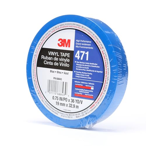3M Vinyl Tape 471, 3/4 in x 36 yd, Blue, 1 Roll