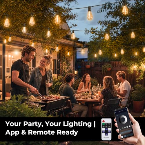 Outdoor String Lights 25FT with APP & Remote, S11 String Lights for Garden - size: 25FT(10 Bulbs)