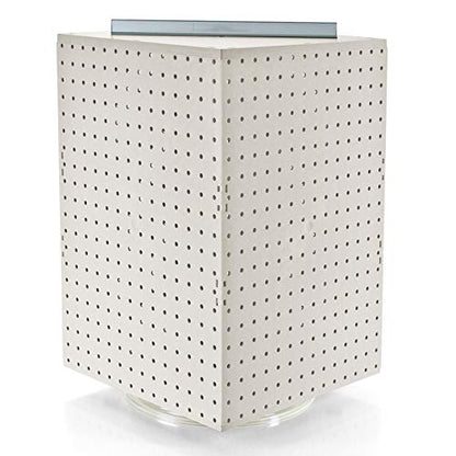 Azar Displays 701414-WHT Rotating Display Stand - 4-Sided Display Racks for Craft Shows - Peg Display Carousel (14” W x 14” D x 20” H) - Easy Assemble Revolving Display for Retail - Pegboard Organizer (White) - color: White, style: Pegboard only