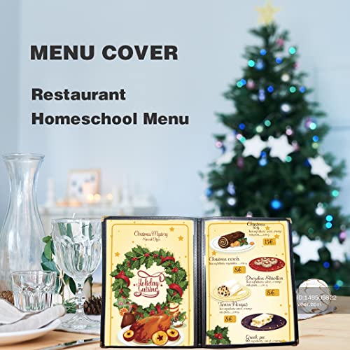2PCS Menu Covers 8.5" x 11" Restaurant Menu Holder 4 Page 8 View Transparent Menu Sleeve,Fits A4 Size Paper for Restaurant Menu Home Project Office Daily Paper Chores and etc - size: 2 pack 4 page / 8 view - 8.5" x 11"