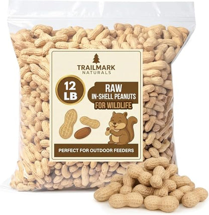 12 LB - Raw Peanuts for Squirrels, Raw in Shell Peanuts for Birds and Wildlife- Squirrel Food, Wild Bird Seed - Grown in The USA