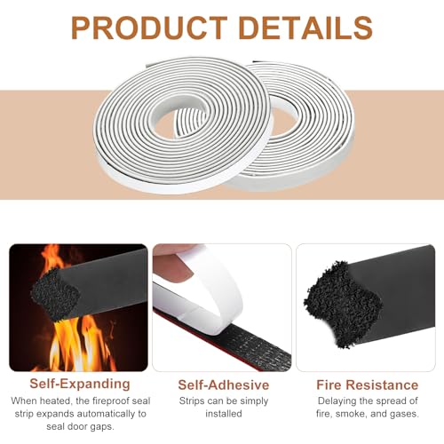Smoke Fire Seal Strip 9.8Ft 10mm/0.39" Wx 2mm/0.08" T White - color: White, size: 9.8FT x 10mm / 0.39" W x 2mm / 0.08" T