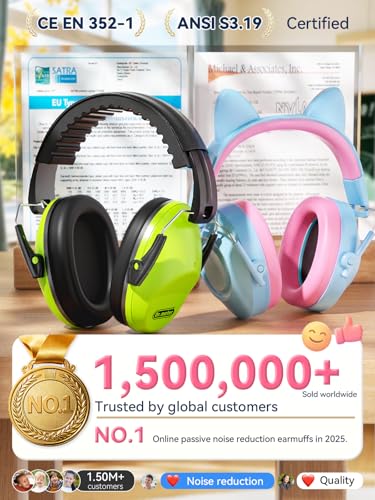 Dr.meter Cat Ear Cancelling Headphones for Kids Ear Pritection EM200 - color: Cat Blue Pink