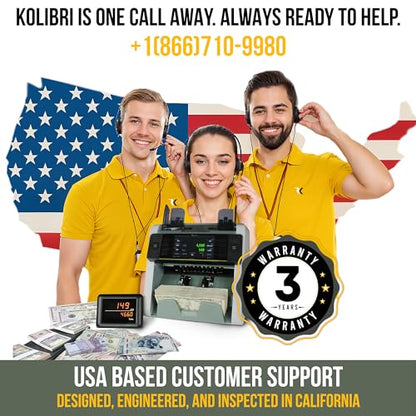 KOLIBRI Money Counter Machine I LCD Display I Business Grade I Advanced 2CIS/UV/MG/IR/MT/DD/HLF/SN IRT Detection I Mixed Denomination I Multi-Currency I Single Pocket I 3 Years Warranty I Domino-V2 - color: White/Gray (Domino-v2)