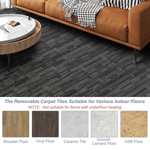 ALTRUISTIC Heavy Duty Commercial Carpet Tiles, 24" x 24"/18 Pieces/72 sq ft - color: Gray