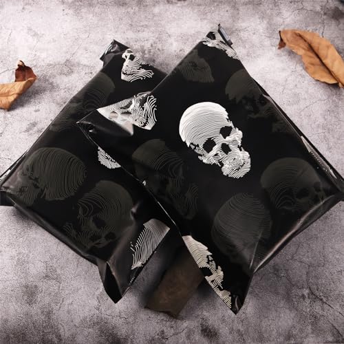 10x13 Inch Halloween Poly Mailers, Skull Printed, 100 Pack Self Sealing - color: Skull