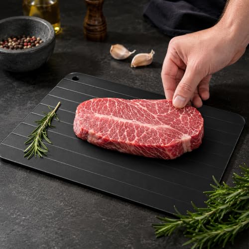 Defrosting Tray Aluminum Thawing Plate for Meat Seafood Kitchen Board, 23 x 16.8 cm