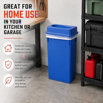 23 Gallon Slim Jim Rectangular Dark Blue Trash Can with Lid | 3 PACK - color: Dark Blue with Lid