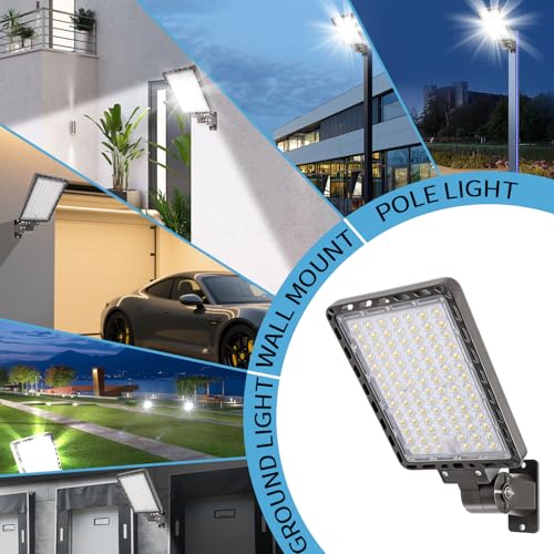 ledmo LED Parking Lot Light 240W Outdoor Flood Light Dusk to Dawn with Adjustable Wall Mount 37000lm IP65 LED Street Commercial Security Area Lighting for Yard Sport Barn Shop Warehouse 4 Pack - size: 240W/Wall Mount/2 Pack