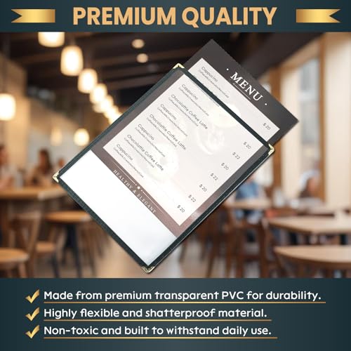 Menu Covers 8.5 x 11, 30 Pack Clear PVC Restaurant Sleeves - size: 8.5" x 11", 1 Page 2 View