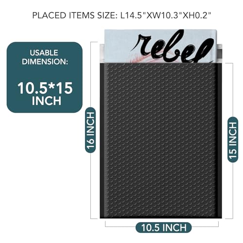 METRONIC Black Bubble Mailers 10.5x16 Inch 25 Pack Large Padded Envelopes - color: Black, size: 10.5X15" 1PC Pack of 25