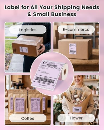Phomemo 4x6 Purple Thermal Label, Shipping Labels Pack of 250 4x6 Roll Labels, Compatible with Phomemo, Zebra, Rollo, Jadens and Other Thermal Printers - color: Purple-250