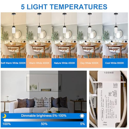 MELUCEE 3 Packs Modern LED Pendant Light Fixtures 5 Color Temperature - color: Black, size: 1-Light-3 Packs