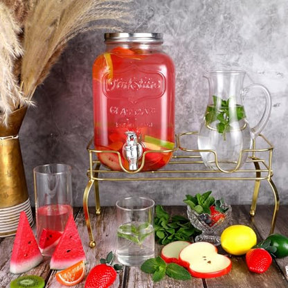 Blulu 2 Compartment Metal Drink Dispenser Stand, Gold 2 Gallons Stand Only - color: Gold, size: 2 Compartments, 2 Gallons