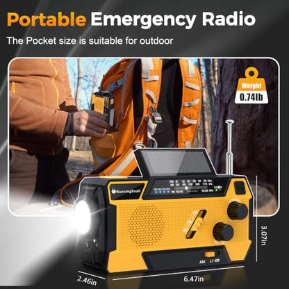 RunningSnail Hand Crank Emergency Radio with 3 Built-in Cable for Hurricane
