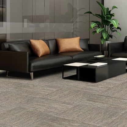 ALTRUISTIC Heavy Duty Bedroom Carpet Tiles, 24" x 24", 18 Pieces/72 sq ft - color: Khaki