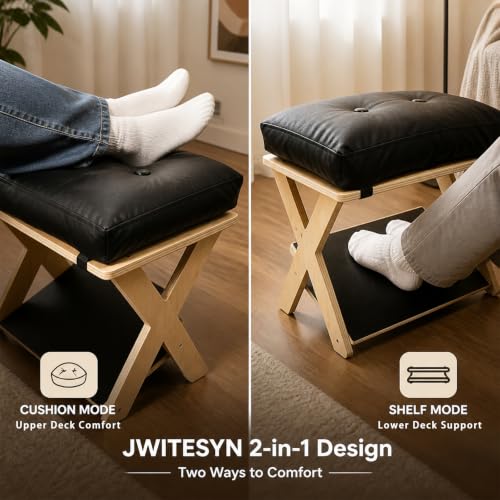 Foot Rest Under Desk, Ergonomic Wooden Desk Foot Rest - color: Natural Wood