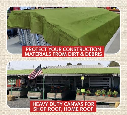 Mytee Products 6' x 8' Green Canvas Tarp 12oz Heavy Duty Water Resistant - color: Green (1 Pc), size: 6' x 8'