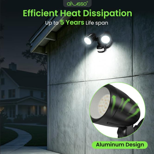 ALUSSO Motion Sensor Outdoor Lights Metal Heads, 30W 3600LM Flood Lights Outdoor 120V, 3 Modes Dusk to Dawn/Auto/On Time, 3000K 4000K 6500K Adjustable, Hardwired Security Light ETL Listed, Black 1PC - color: Black 3 Modes Metal 30W