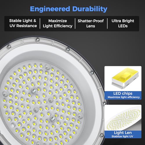 AIKVSXER 1 Pack UFO LED High Bay Light, 200W 30000LM LED Shop Lights