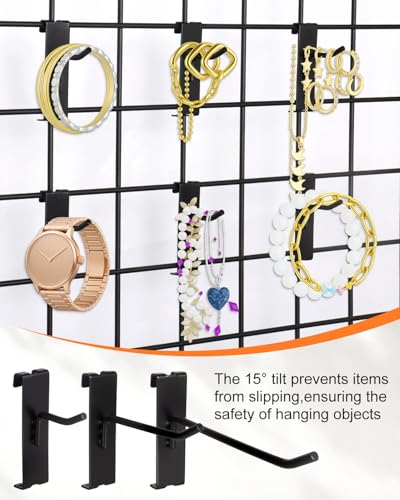 60 Pcs Grid Wall Hooks, 2/4/6 Inch Heavy Duty Wire Grid Display Hook - size: 2/4/6inch-60Pcs-Black
