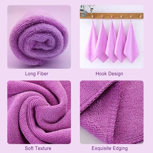 400 GSM Microfiber Cleaning Cloths, 12 Pack Ultra Absorbent Lint Free Towels for Kitchen, Glass, Windows, Mirrors, Car & Household Cleaning, Reusable Quick Dry Rags, 12" x 12", Purple - color: Purple