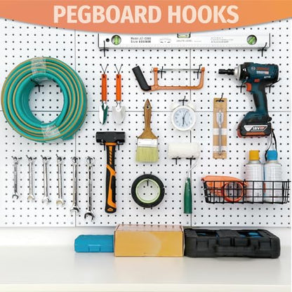 HUHOLE 50 Pack 6 Inch Black Pegboard Hooks Metal Hangers - color: Black, size: 6 Inch
