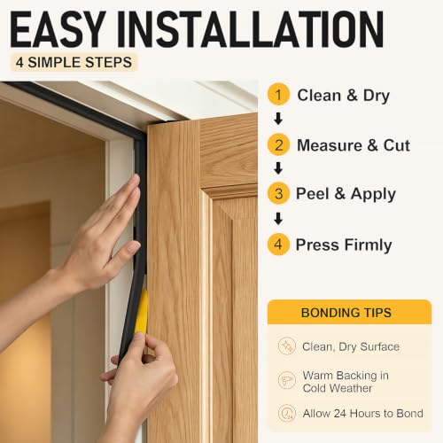 Large Gap D-Shaped Weather Stripping Door Seal, 20 FT, Black - color: Black