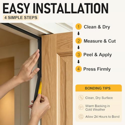 Large Gap D-Shaped Weather Stripping Door Seal, 20 FT, Black - color: Black