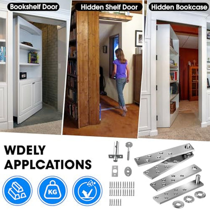 Pisman Pivot Door Hinges Heavy Duty, 360 Rotation for Secret Door - style: Simple Lock Style