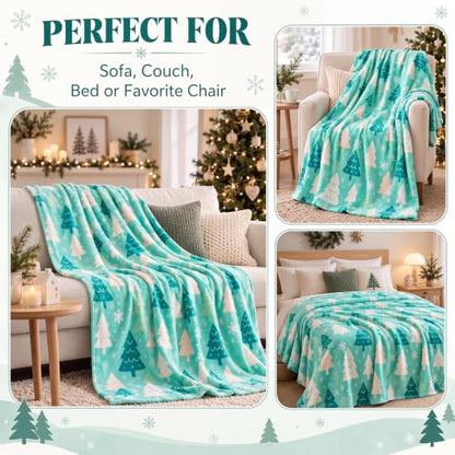 Kinlop 40 Packs Fleece Blanket Bulk 60 x 50 Inch Soft Lightweight Fleece Blanket Warm Throw Blankets Plush Pet Blankets for Bed Couch Sofa Home Office Wedding Camping Gifts (Christmas Tree) - color: Christmas Tree
