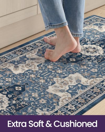 DEXI Kitchen Floor Mats Cushioned Anti Fatigue Runner Rug 23x59 Blue - color: Blue, size: 59"L x 24"W x 0.4"Th