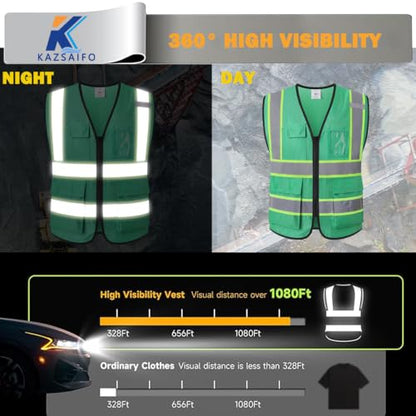 Hi Vis Reflective Safety Vest for Men Women,Meets ANSI/ISEA - color: Green, size: XX-Large