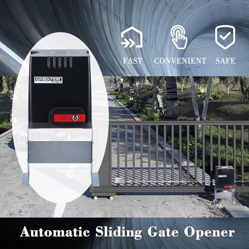 Automatic Sliding Gate Opener with Remote Control Transmitters and Infrared Photocell Sensor - Chain Driveway Security Door Operator Kit (for 1800lb & 40ft Gate, AT1800) - size: AT1800-BLACK