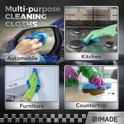 UNIMADE Microfiber Cleaning Cloth, 24 Pack Reusable Microfiber Towels - color: Blue, size: 24pk