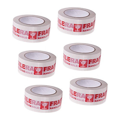 6Rolls Warning Fragile Tape Handle with Care 2Inx330Ft(110Yds) - color: 6Rolls
