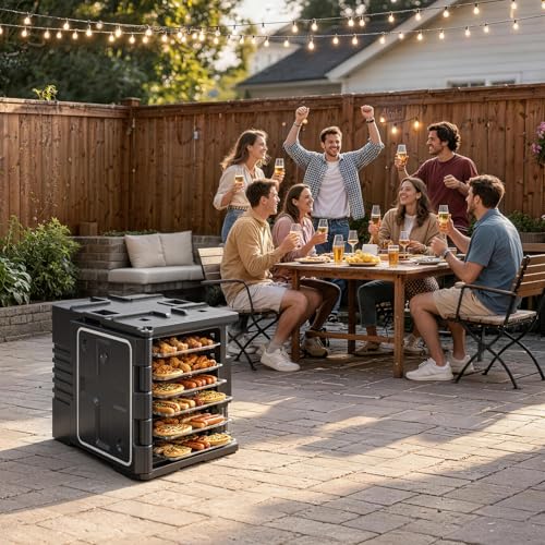 VEVOR Insulated Food Pan Carrier, 82 Qt Non-Electrical Food Warmer, with Wheel & 304 Stainless Steel Latch, LLDPE Stackable Hot Box, for Various Pan Sizes(NOT Included), Fit Catering BBQ Event(Black) - size: 82QT
