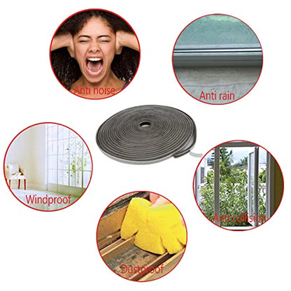 AcbbMNS Self-Adhesive Pile Weather Stripping 32.8ft L x 0.35'' W x 0.2'' H Grey Brush Weather Seal Strip for Door Window Weatherproof Dustproof Soundproof