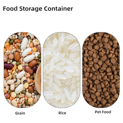 2 Pack Rice Storage Container 25 lbs, Airtight Flour Storage Containers with Lid and Wheels, Measuring Cup & Scoop, BPA Free, Bulk Food Dispenser for Sugar, Grain, Cereal, Dog Food (Grey) - color: 2Pcs 25LB Grey