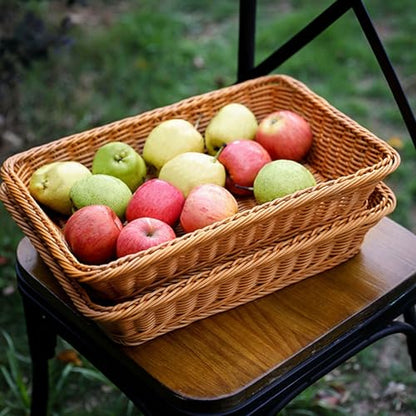 14 "bread basket, fruit basket, imitation wicker hand-woven basket, used as fruit and vegetable, farmer's market display, family restaurant and bakery (2)