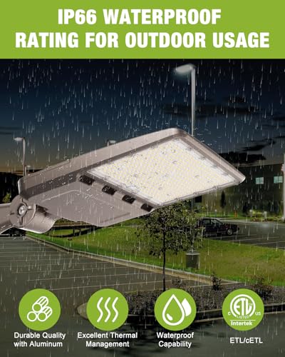 YXL LED Parking Lot Light, 200W LED Shoebox Light with Dusk to Dawn Photocell,28000LM 5000K Daylight Arm Mount, IP65 Waterproof, LED Area Light for Parking Lot Sports Stadium - size: 200W Arm 1Pack